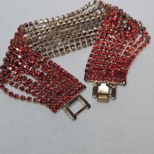Vintage Red and Gold Rhinestone Bracelet